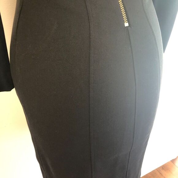 Helmut Lang Black V Neck Dress with Dramatic Metal Back Zip Size S - Picture 4 of 9